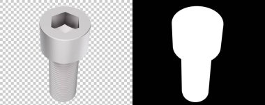 Arka planda maskeli bir cıvata. 3d görüntüleme - illüstrasyon