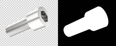 Arka planda maskeli bir cıvata. 3d görüntüleme - illüstrasyon