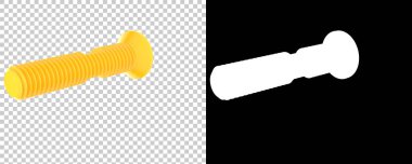 Arka planda maskeli bir cıvata. 3d görüntüleme - illüstrasyon