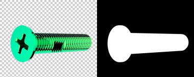 Arka planda maskeli bir cıvata. 3d görüntüleme - illüstrasyon