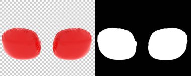 Arka planda maske olan boks eldivenleri. 3d görüntüleme - illüstrasyon