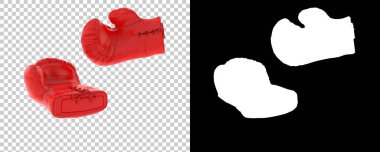 Arka planda maske olan boks eldivenleri. 3d görüntüleme - illüstrasyon