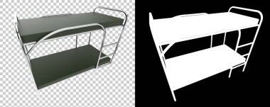 Ranza yatağı. Yurt mobilyası, 3D illüstrasyon