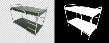 Ranza yatağı. Yurt mobilyası, 3D illüstrasyon