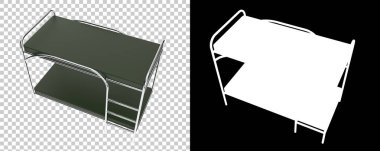 Ranza yatağı. Yurt mobilyası, 3D illüstrasyon