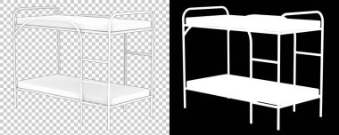 Ranza yatağı. Yurt mobilyası, 3D illüstrasyon