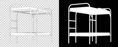 Ranza yatağı. Yurt mobilyası, 3D illüstrasyon