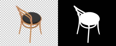 Arka planda maskeyle izole edilmiş kafe koltuğu. 3d görüntüleme - illüstrasyon