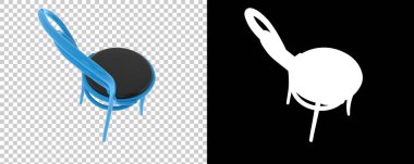 Arka planda maskeyle izole edilmiş kafe koltuğu. 3d görüntüleme - illüstrasyon