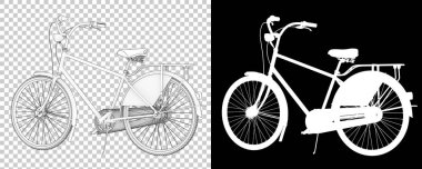 Beyaz arka planda izole edilmiş klasik bisiklet. 3d görüntüleme - illüstrasyon