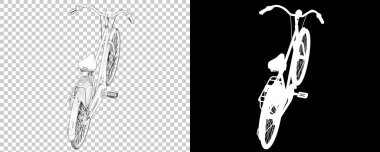 Beyaz arka planda izole edilmiş klasik bisiklet. 3d görüntüleme - illüstrasyon