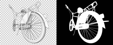 Beyaz arka planda izole edilmiş klasik bisiklet. 3d görüntüleme - illüstrasyon