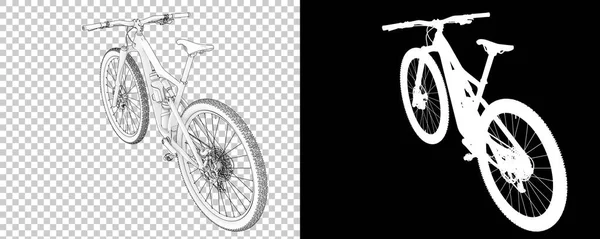 흰색과 검은색 배경에 자전거 렌더링 일러스트 — 스톡 사진