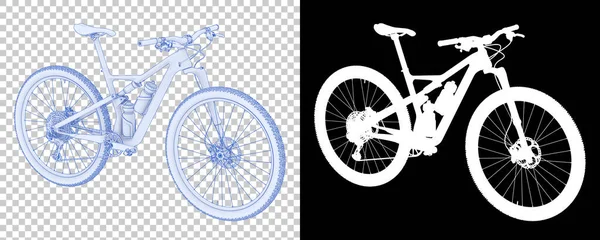 Bicicletta Isolata Fondo Bianco Nero Rendering Illustrazione — Foto Stock