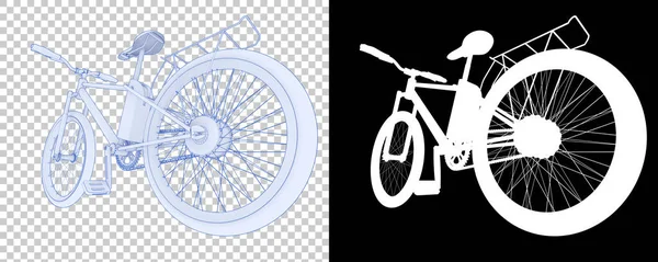 隔离在白色和黑色背景下的自行车 3D渲染 — 图库照片