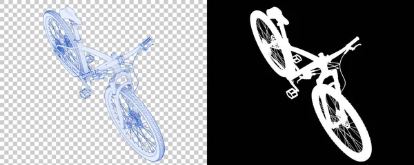 隔离在白色和黑色背景下的自行车 3D渲染 — 图库照片