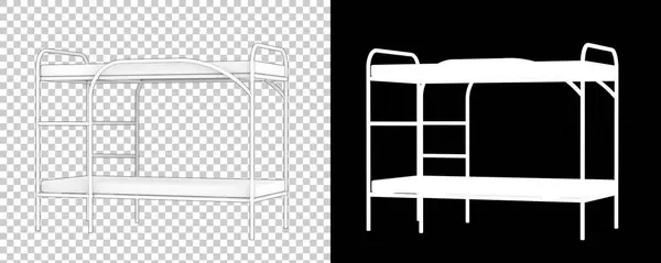 Bunk Bed. hostel furniture, 3d illustration