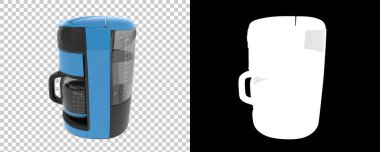 Şeffaf ve siyah arkaplan üzerine kahve makinesi