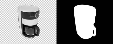 Şeffaf ve siyah arkaplan üzerine kahve makinesi