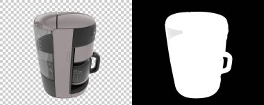 Şeffaf ve siyah arkaplan üzerine kahve makinesi