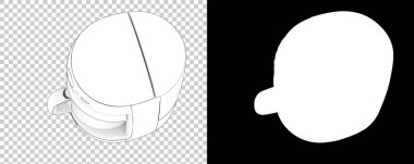 Şeffaf ve siyah arkaplan üzerine kahve makinesi