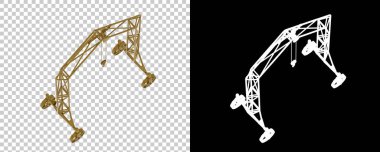 Crane arka planda maskeyle izole edilmiş. 3d görüntüleme - illüstrasyon