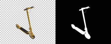 Şeffaf ve siyah arkaplanda elektrikli scooter