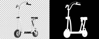 Şeffaf ve siyah arkaplanda elektrikli scooter