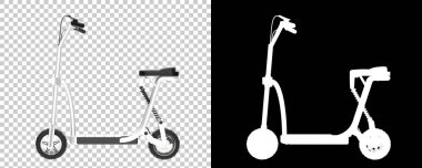 Şeffaf ve siyah arkaplanda elektrikli scooter