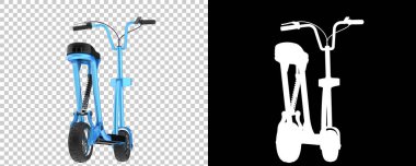 Şeffaf ve siyah arkaplanda elektrikli scooter