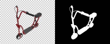 Şeffaf ve siyah arkaplanda elektrikli scooter