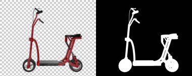 Şeffaf ve siyah arkaplanda elektrikli scooter