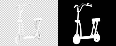 Şeffaf ve siyah arkaplanda elektrikli scooter