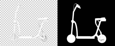 Şeffaf ve siyah arkaplanda elektrikli scooter
