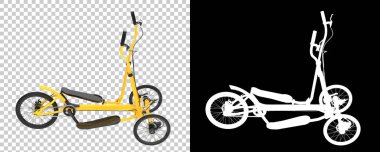 Tekerlekleri ve pedalları olan eliptik bisikletler. 3d illüstrasyon 