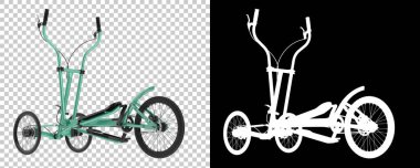 Tekerlekleri ve pedalları olan eliptik bisikletler. 3d illüstrasyon 