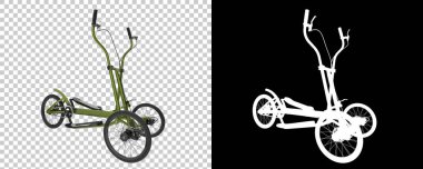 Tekerlekleri ve pedalları olan eliptik bisikletler. 3d illüstrasyon 