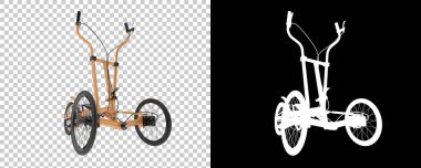 Tekerlekleri ve pedalları olan eliptik bisikletler. 3d illüstrasyon 