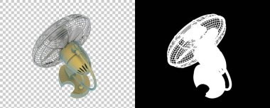 Şeffaf ve siyah arkaplanda elektrik vantilatörü