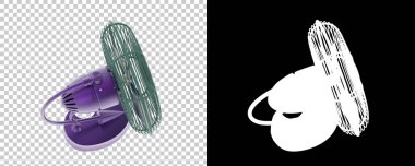 Şeffaf ve siyah arkaplanda elektrik vantilatörü