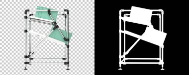 Akış rafı beyaz ve şeffaf arkaplanda izole edildi. 3d görüntüleme - illüstrasyon