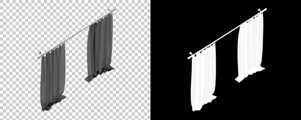 Κουρτίνες Απομονώνονται Μαύρο Και Άσπρο Φόντο Απόδοση Εικονογράφηση — Φωτογραφία Αρχείου
