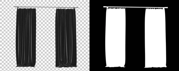 Vorhänge Isoliert Auf Schwarzem Und Weißem Hintergrund Darstellung Illustration — Stockfoto