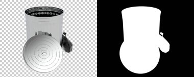 Damalı ve siyah üzerine çöp kutusu 3d illüstrasyon 