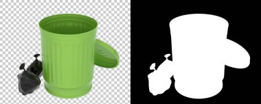 Damalı ve siyah üzerine çöp kutusu 3d illüstrasyon 