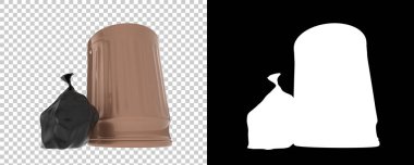 Damalı ve siyah üzerine çöp kutusu 3d illüstrasyon 