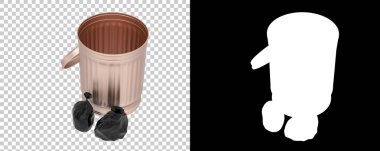 Damalı ve siyah üzerine çöp kutusu 3d illüstrasyon 