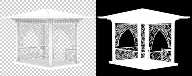 Beyaz arka planda maskeli bahçe çatısı. 3d görüntüleme - illüstrasyon