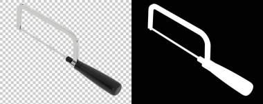 Beyaz arka planda el testeresi. 3d görüntüleme - illüstrasyon