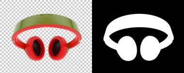 Damalı ve siyah üzerine üç boyutlu kulaklık çizimi 